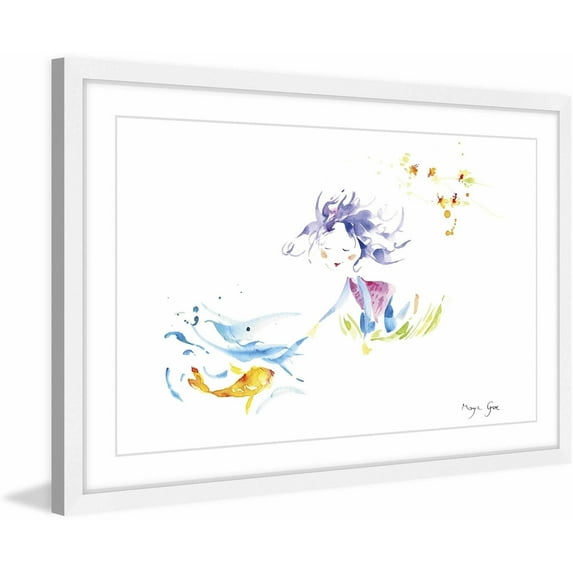 Marmont Hill "Girl and Fish" by Maya Gur Framed Painting Print