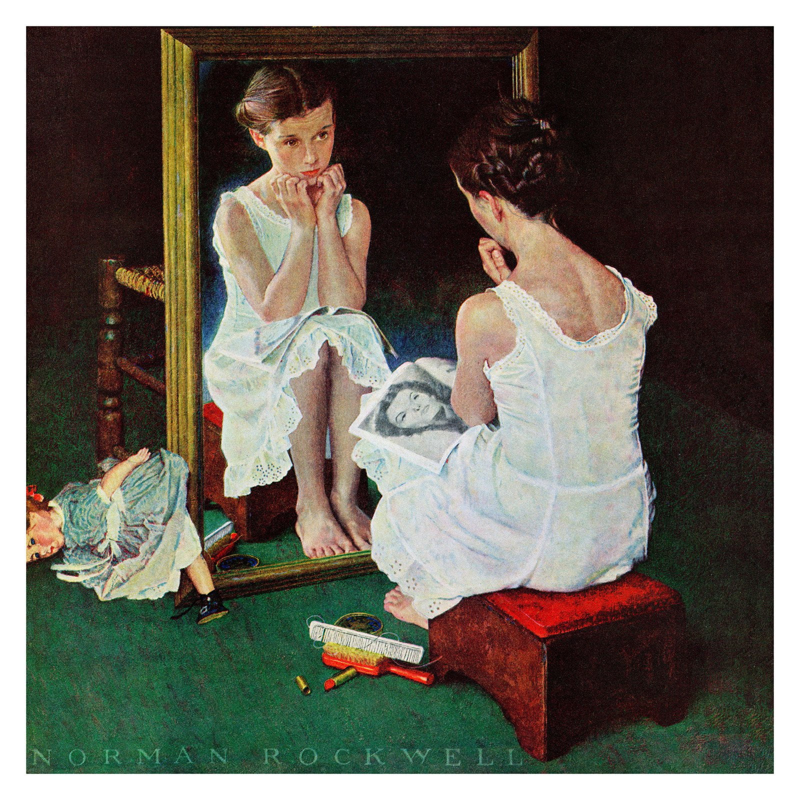 Marmont Hill Girl at the Mirror Wall Art