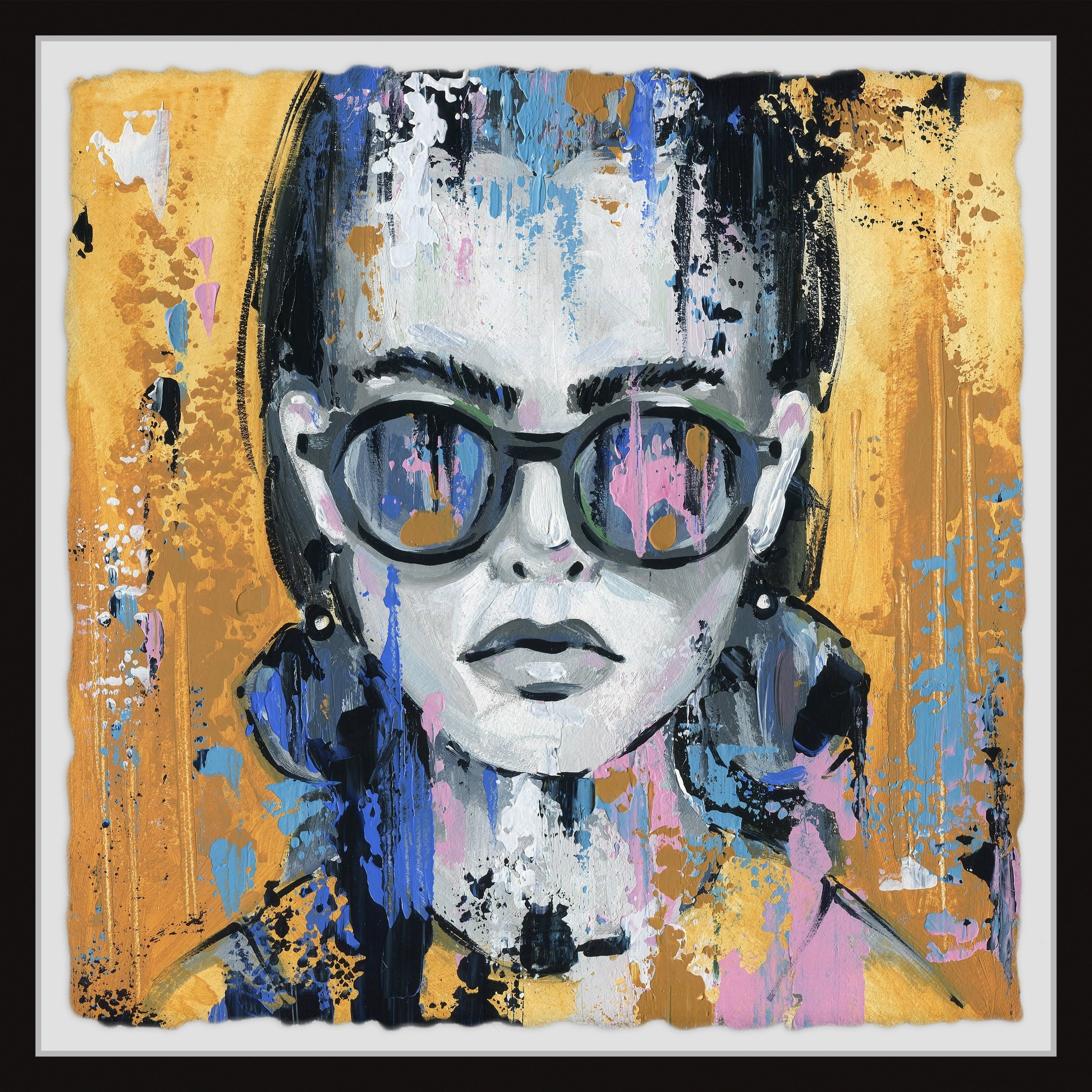 Vibrant Abstract Canvas Print with Black Frame, 12" x 12"