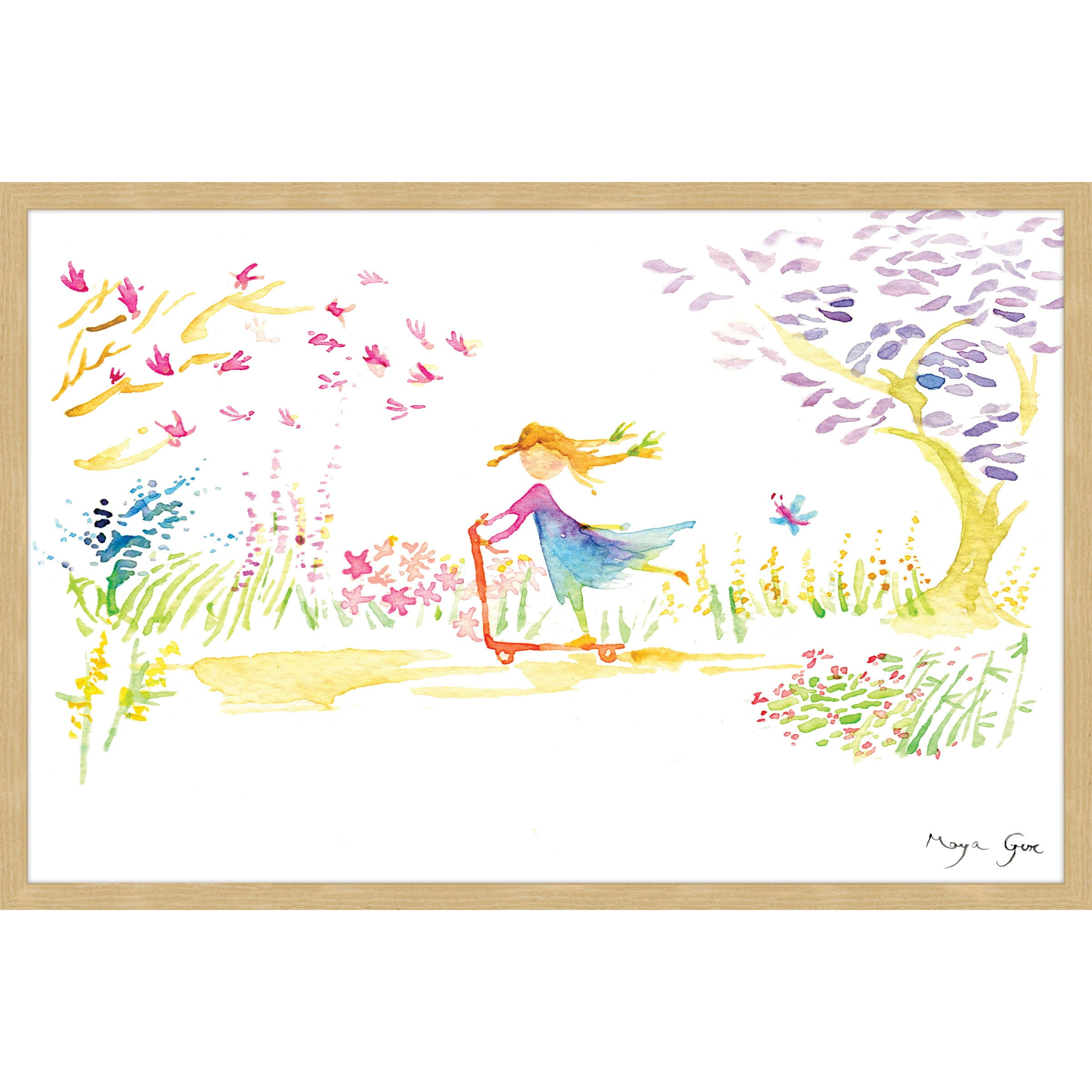 Marmont Hill "Girl on Scooter" by Maya Gur Framed Painting Print