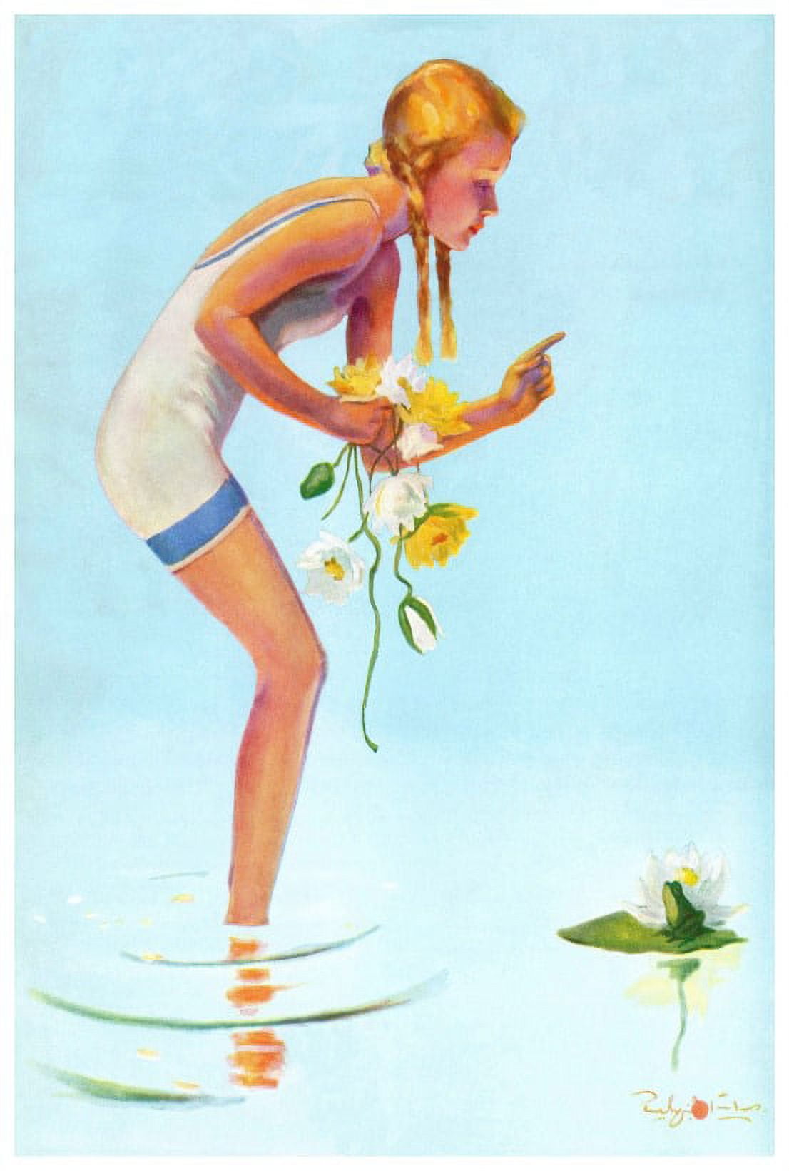 Marmont Hill "Girl with Flowers" by Curtis Painting Print on Canvas