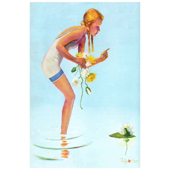 Marmont Hill "Girl with Flowers" by Curtis Painting Print on Canvas