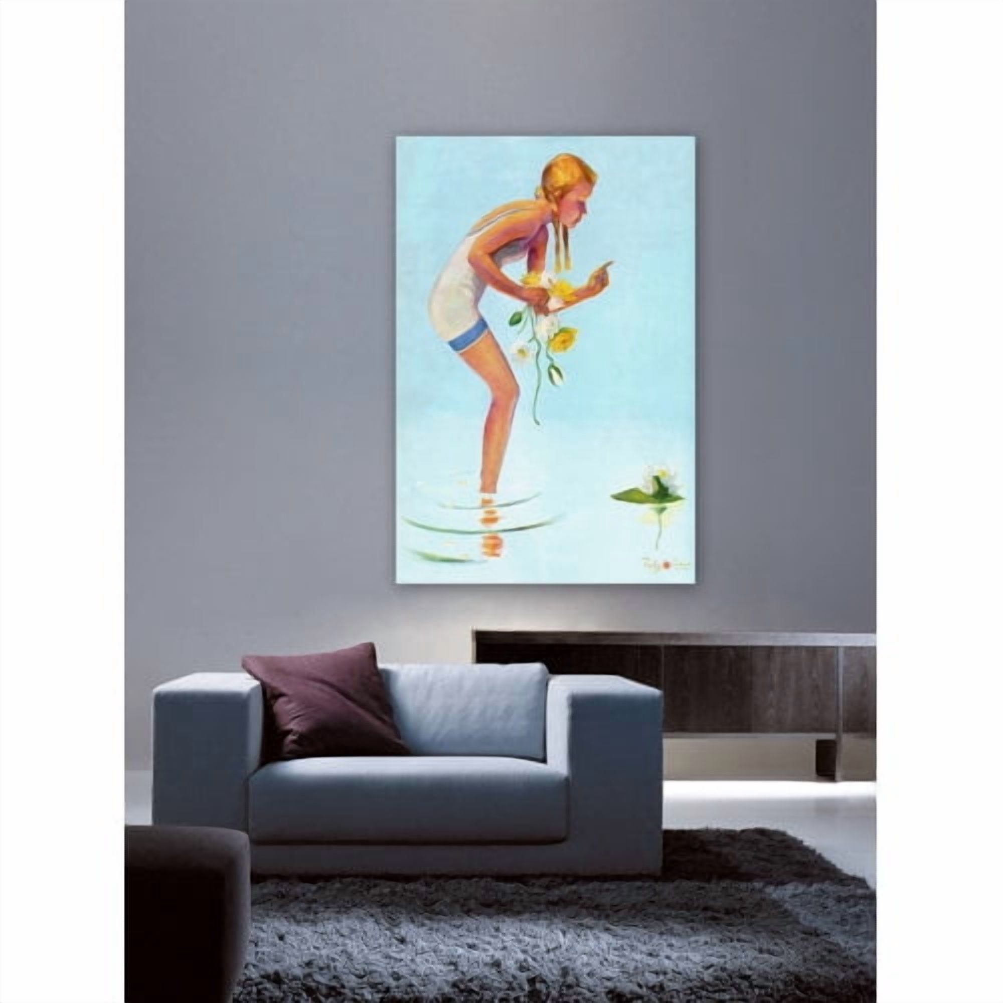 Marmont Hill "Girl with Flowers" by Curtis Painting Print on Canvas