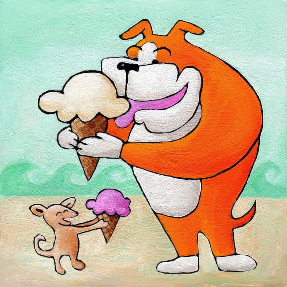 Marmont Hill "Give a Dog a Cone" by Janet Nelson Painting Print on Wrapped Canvas