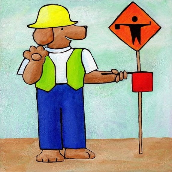 Marmont Hill "Give a Dog a Work Zone" by Janet Nelson Painting Print on Wrapped Canvas