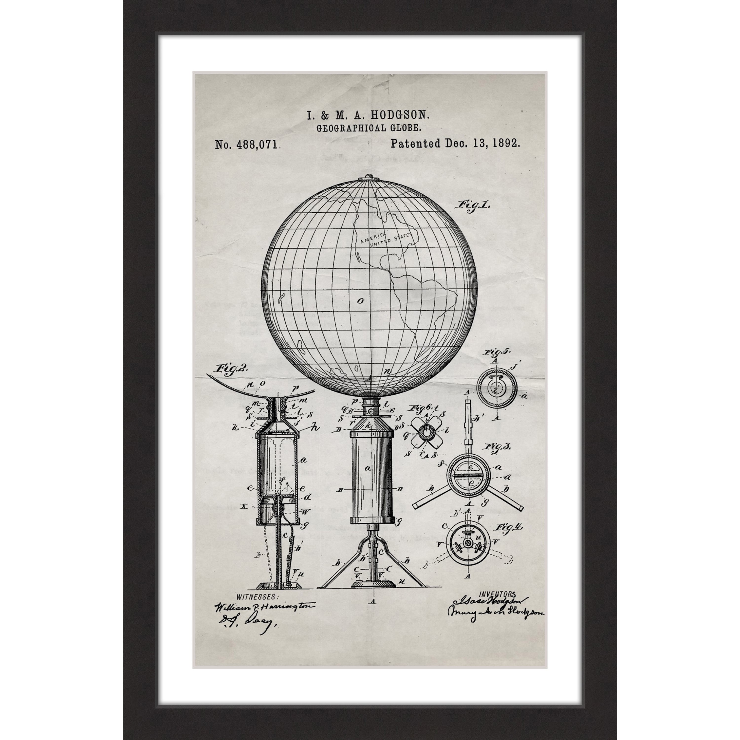 Marmont Hill - "Globe 1892 Old Paper" by Steve King Framed Painting Art Print