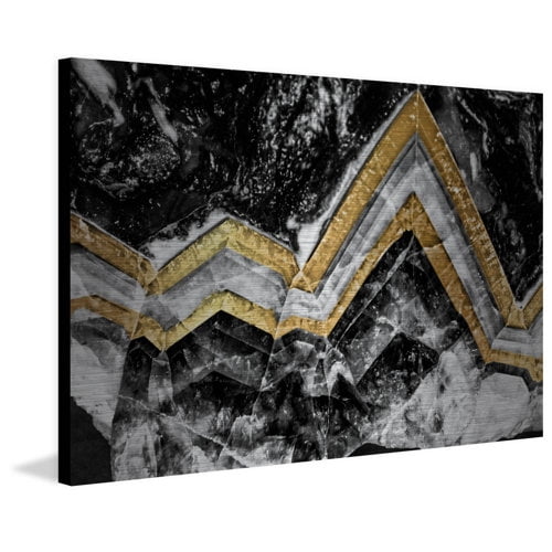 Marmont Hill - "Gold Bands" Painting Print on Brushed Aluminum