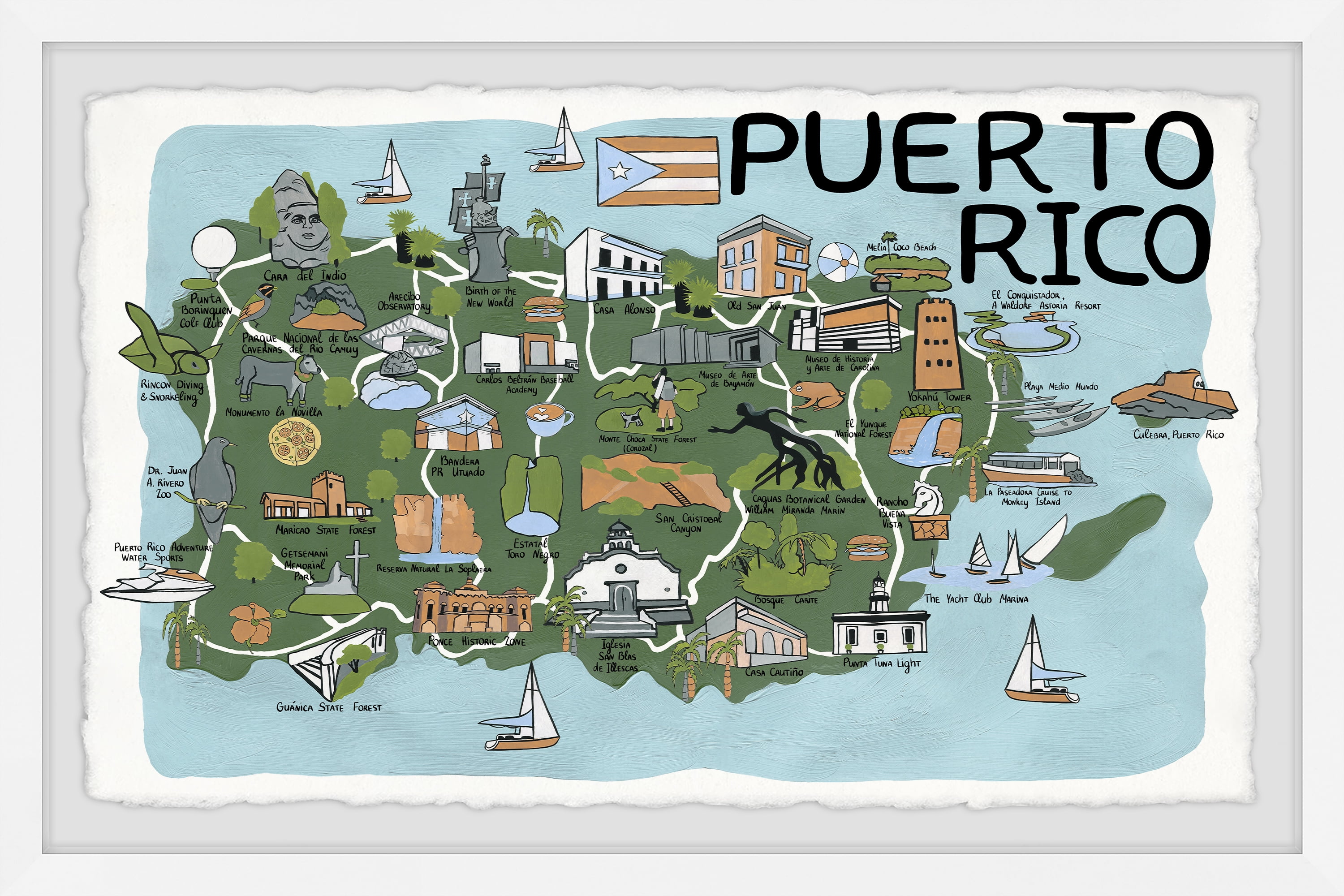 Marmont Hill Gold Puerto Rico Spots Framed Wall Art