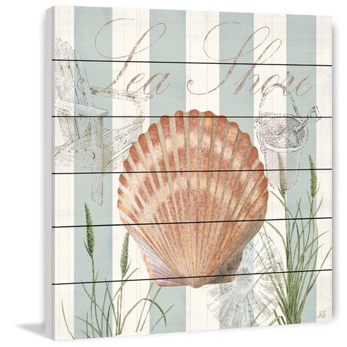 Marmont Hill "Gold Shell" Painting Print on White Wood