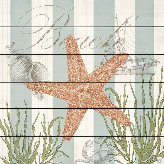 Marmont Hill "Gold Starfish" Painting Print on White Wood