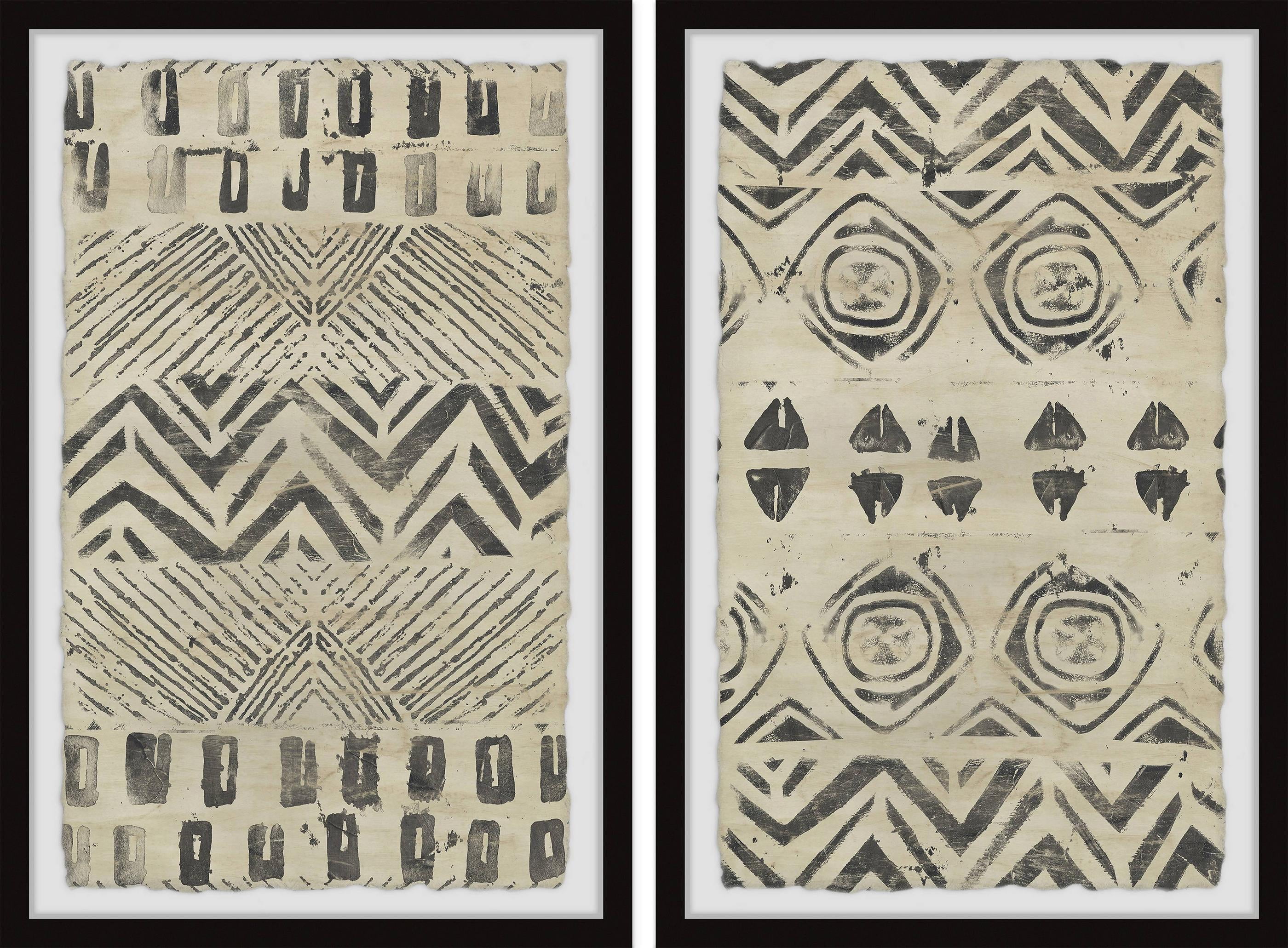 Golden Patterns Abstract Canvas Art Set in Black Frames