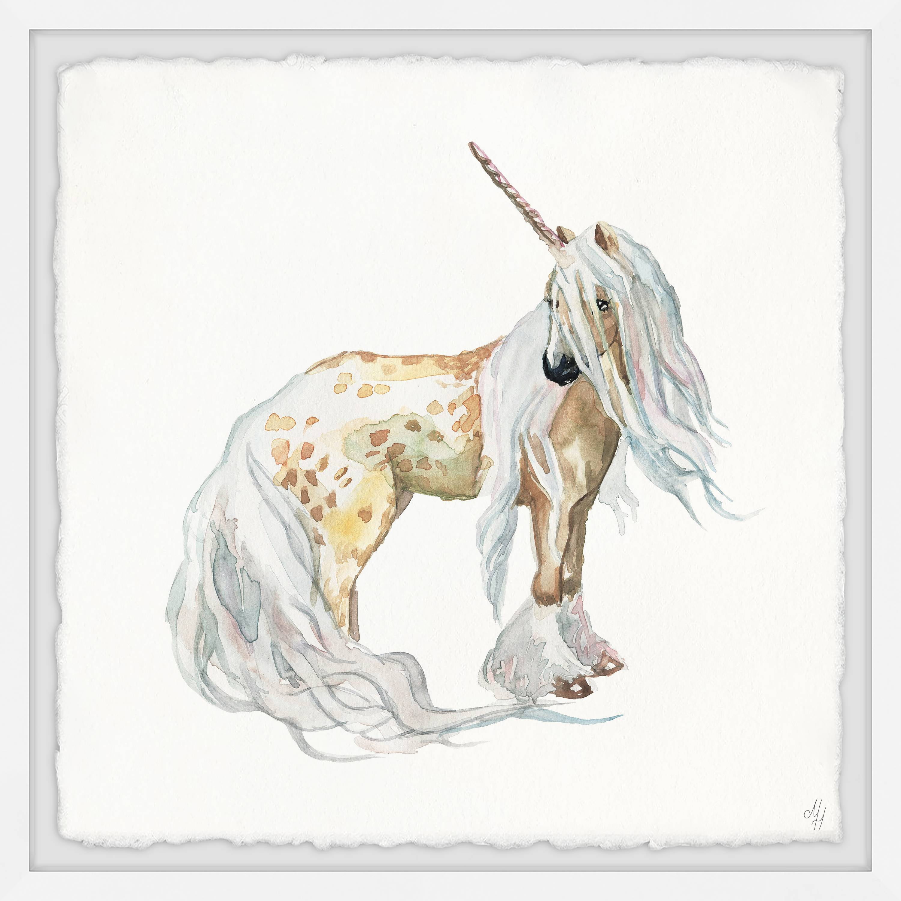 Marmont Hill Golden Unicorn Framed Wall Art, 18.00" x 1.50"