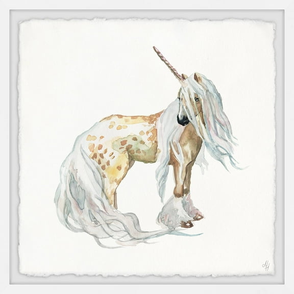 Marmont Hill Golden Unicorn Framed Wall Art