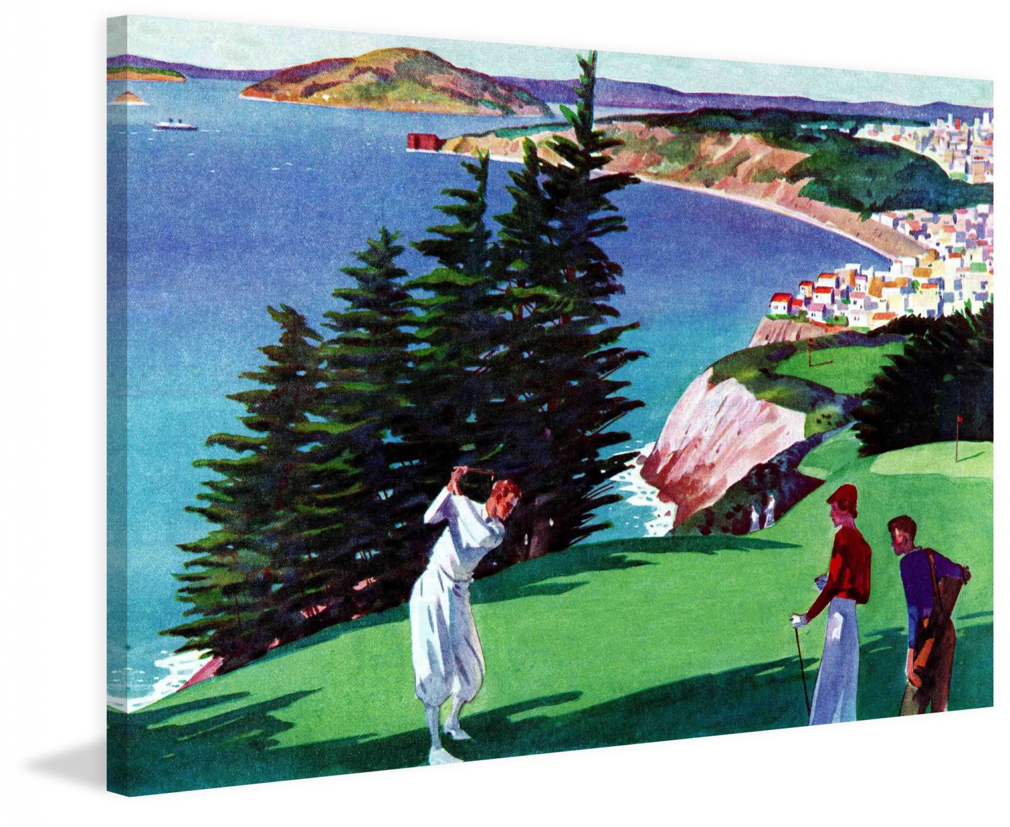 Marmont Hill Inc Marmont Hill - "Golfing in San Francisco" by Artist Unkown Painting Print on Canvas - Multi-color