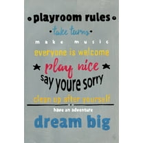 Marmont Hill Gray Playroom Rules Canvas Wall Art