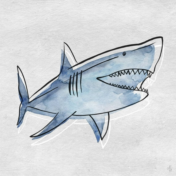 Marmont Hill Great Blue Shark Canvas Wall Art