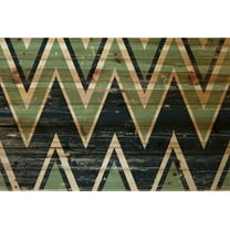 MARMONT HILL  - 'Green Black Zigs' Painting Print on Natural Pine Wood - Multi-Color 36 x 24