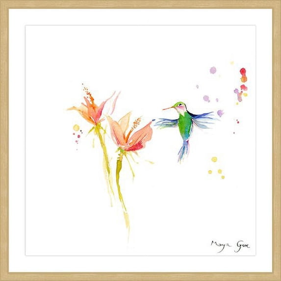 Marmont Hill "Green Hummingbird" by Maya Gur Framed Painting Print
