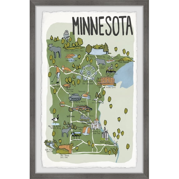 Marmont Hill Green Minnesota Spots Framed Wall Art, 8" x 12"