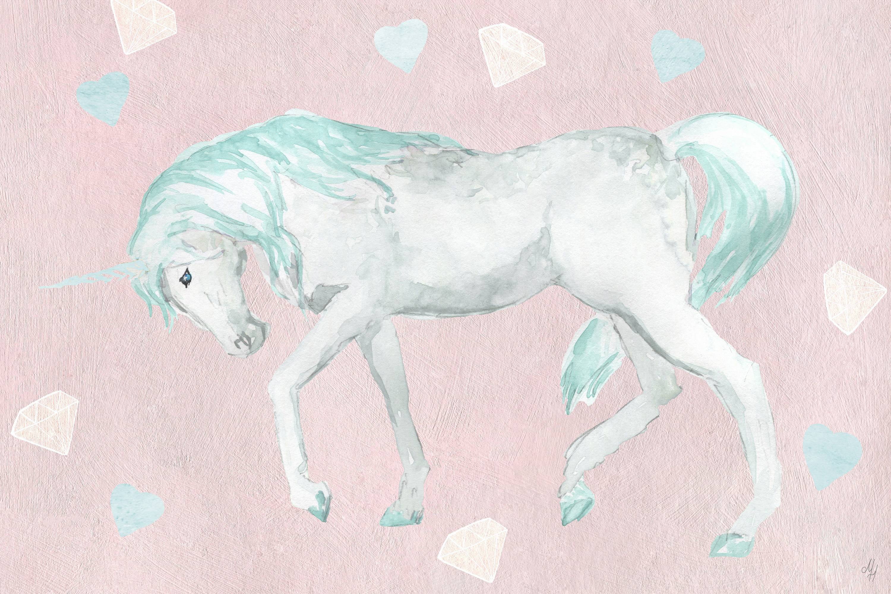 Marmont Hill Green Pastel Unicorn Canvas Wall Art