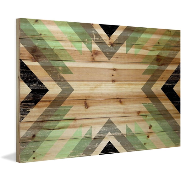 Marmont Hill - "Green Paths" Painting Art Print On Natural Pine Wood, 36.0" x 1.5"