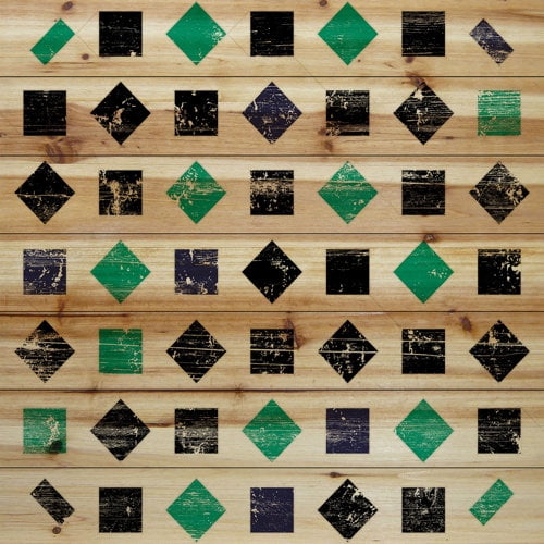 Marmont Hill - "Green Squares" Painting Print on Natural Pine Wood