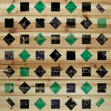 Marmont Hill - "Green Squares" Painting Print on Natural Pine Wood