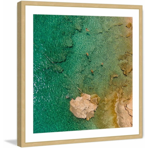 Marmont Hill "Green Waves" By Karolis Janulis Framed Painting Art Print, 18.0" x 1.5"