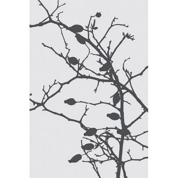 Marmont Hill "Grey Leaves" by Katarina Snygg Painting Print on Wrapped Canvas