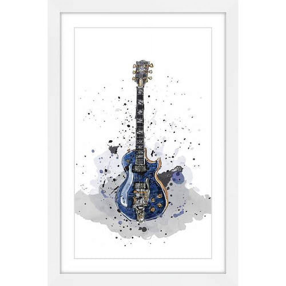 Marmont Hill "Guitare Bleue Sans Texte" by Marie-Eve Pharand Framed Painting Print