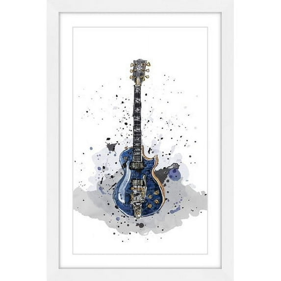 Marmont Hill "Guitare Bleue Sans Texte" by Marie-Eve Pharand Framed Painting Print