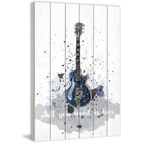 Marmont Hill "Guitare Bleue" by Marie-Eve Pharand Painting Print on White Wood