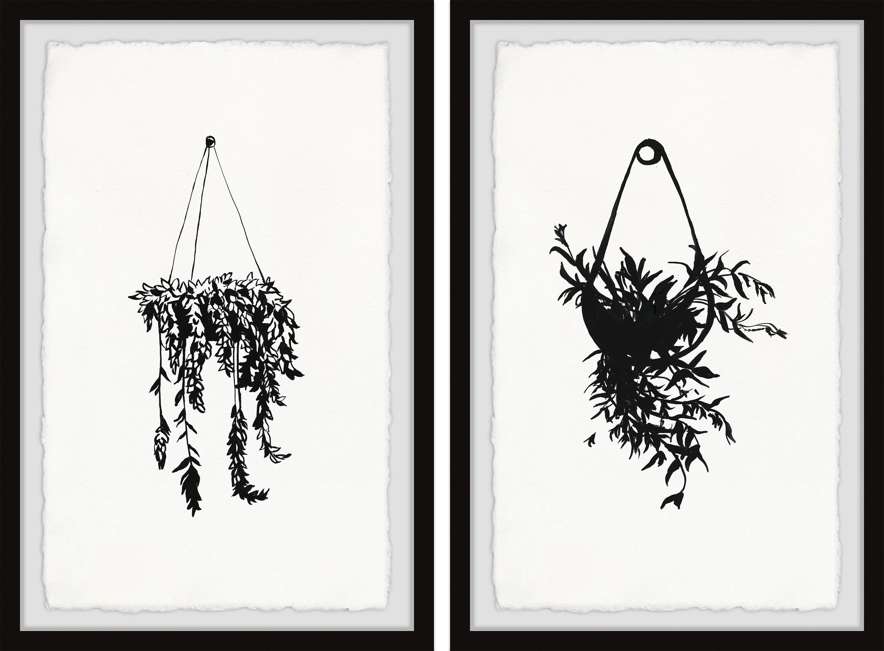 Marmont Hill Hanging Basket Plants Diptych, Art Prints, 16.00" x 1.50"