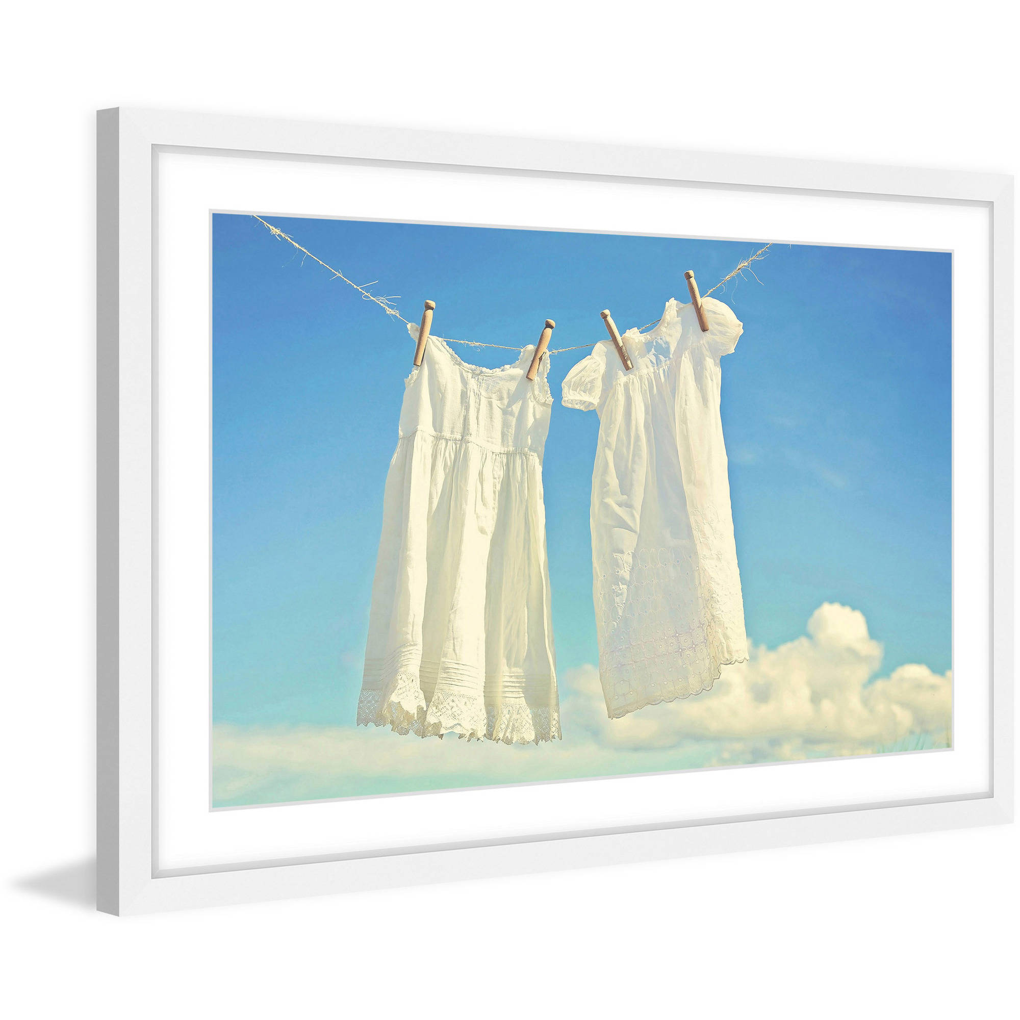 Marmont Hill "Hanging Whites" by Sylvia Cook Framed Painting Print