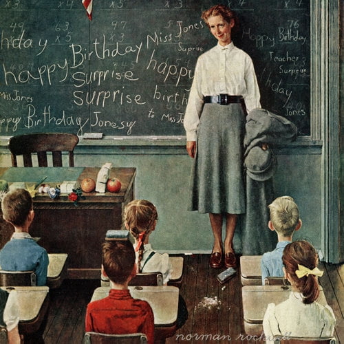 Marmont Hill "Happy Birthday, Miss Jones" by Norman Rockwell Painting Print on Canvas