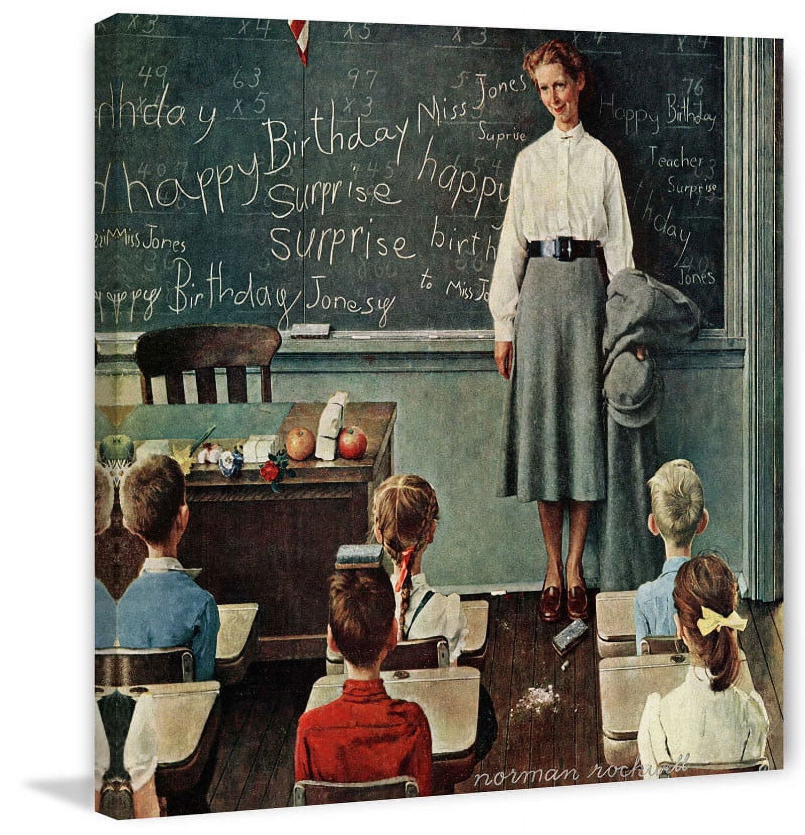 Marmont Hill "Happy Birthday, Miss Jones" by Norman Rockwell Painting Print on Canvas