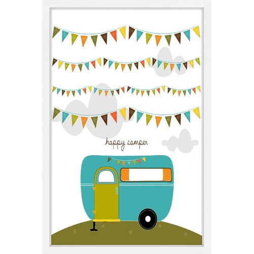 Marmont Hill "Happy Camper Blue" by Karen Zukowski Framed Painting Print