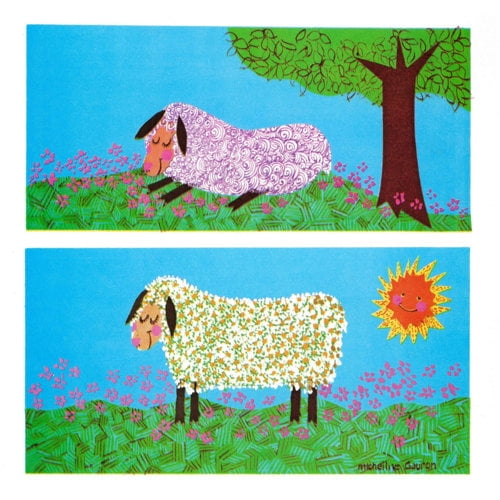 Marmont Hill "Happy Sheep" by Curtis Painting Print on Canvas