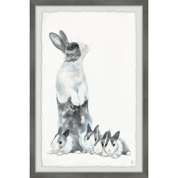 Marmont Hill Hare Family Portrait Framed Wall Art, 8" x 1.5"