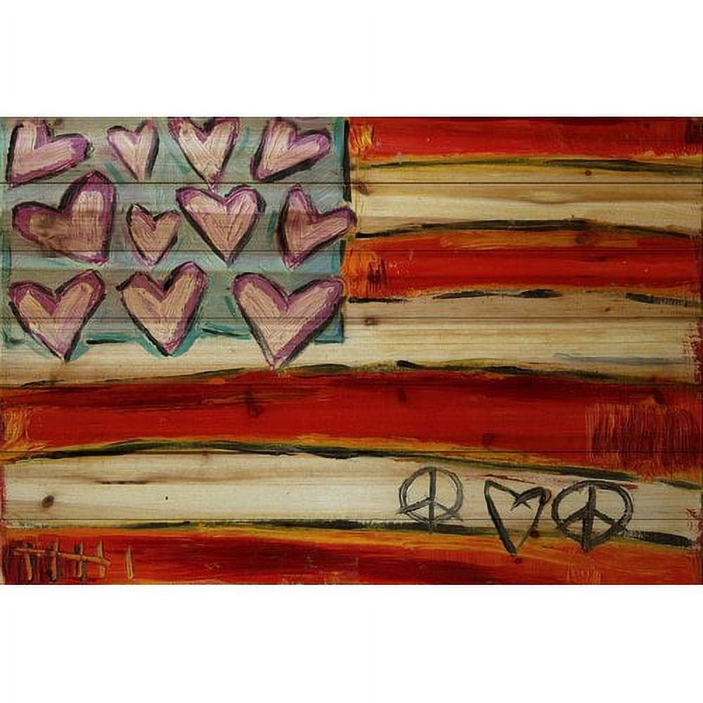 Marmont Hill "Heart Flag" by Tori Campisi Painting Print on Natural Pine Wood