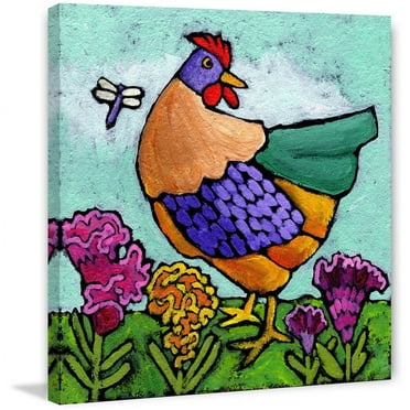 Marmont Hill "Hen with Cockscomb" by Janet Nelson Painting Print on Wrapped Canvas