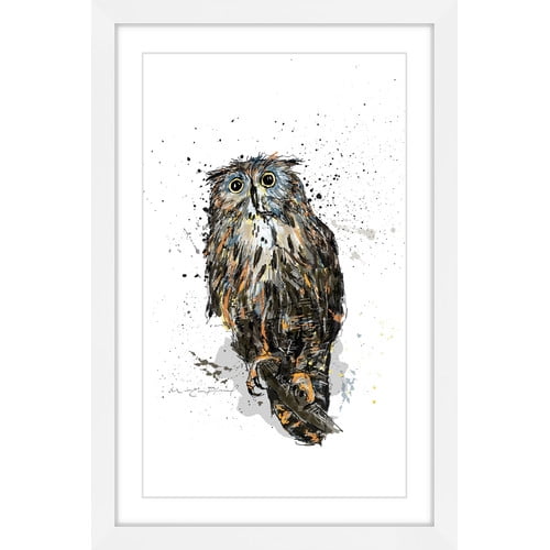 Marmont Hill "Hibou 2" By Marie-Eve Pharand Framed Painting Art Print, 12.0" x 1.5"