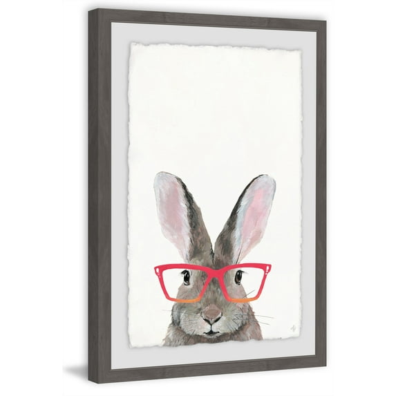 Marmont Hill Hippie Bunny Framed Wall Art, 12.00" x 1.50"