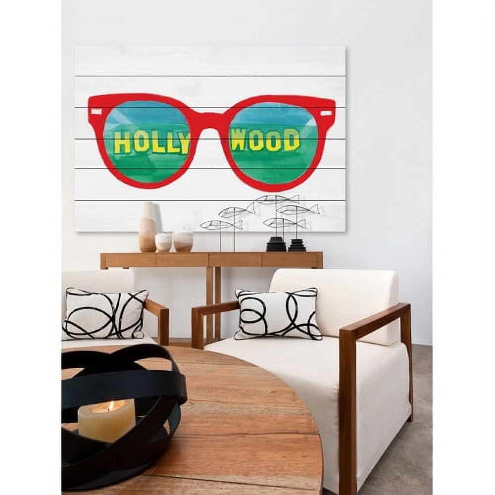 Marmont Hill "Hollywood Glasses" By Molly Rosner Painting Art Print On White Wood, 24.0" x 1.5"