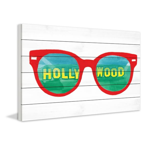 Marmont Hill "Hollywood Glasses" By Molly Rosner Painting Art Print On White Wood, 36.0" x 1.5"