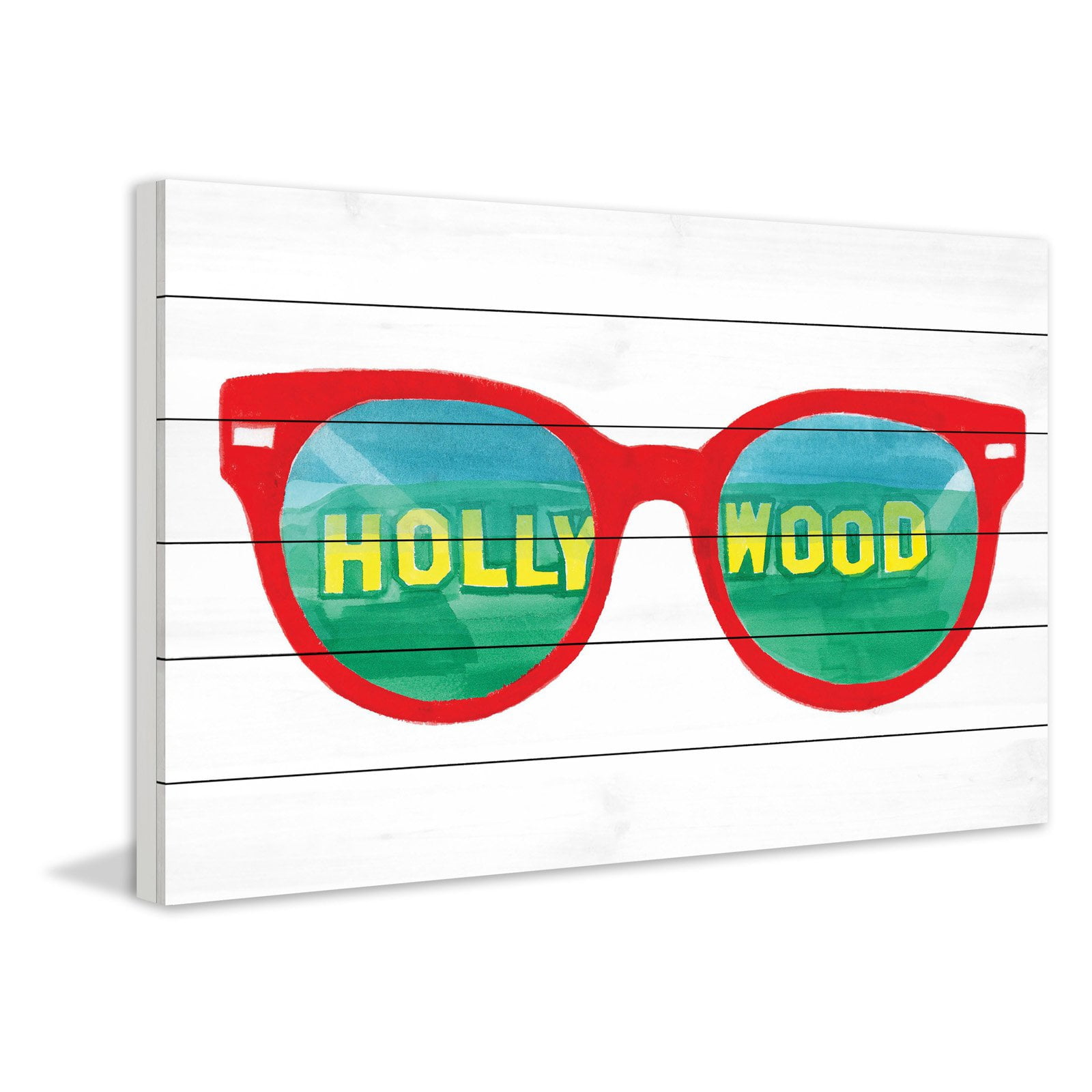 Marmont Hill "Hollywood Glasses" By Molly Rosner Painting Art Print On White Wood, 45.0" x 1.5"