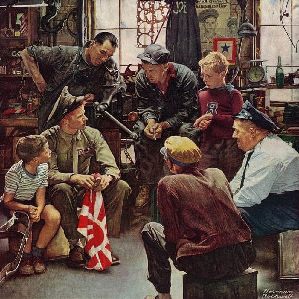 Marmont Hill "Homecoming Marine" by Norman Rockwell Painting Print on Canvas