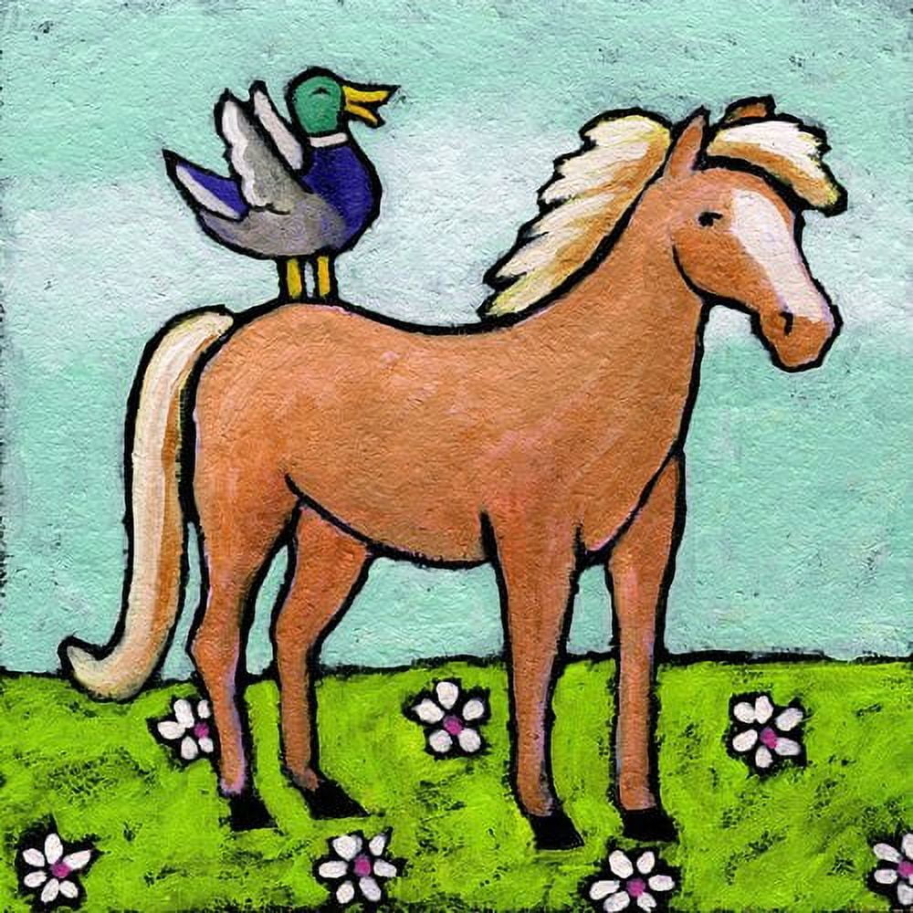 Marmont Hill "Horse with Laughing Duck" by Janet Nelson Painting Print on Wrapped Canvas