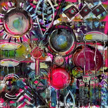 Marmont Hill "House of Fun" by Sloane Kady Painting Print on Wrapped Canvas