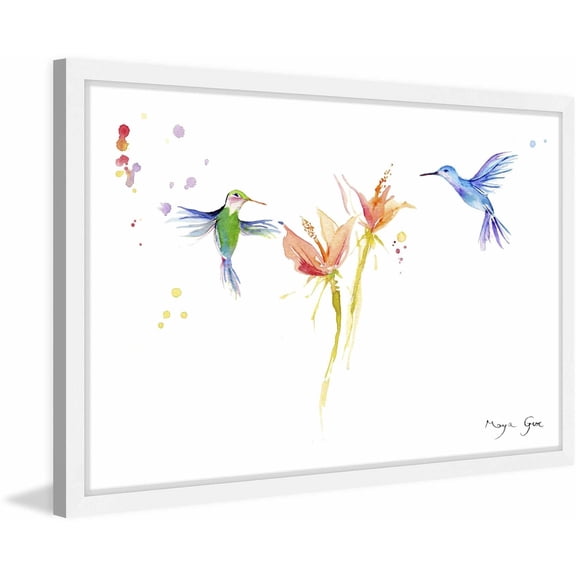 Marmont Hill "Hummingbirds Hover" by Maya Gur Framed Painting Print